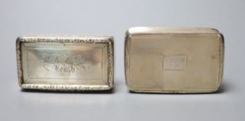 A William IV engine turned silver snuff box, Joseph Wilmore, Birmingham, 1836, 72mm and one other