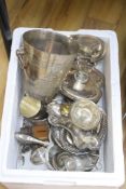 Mixed plated wares including ice bucket and heart shaped vegetable dish and cover