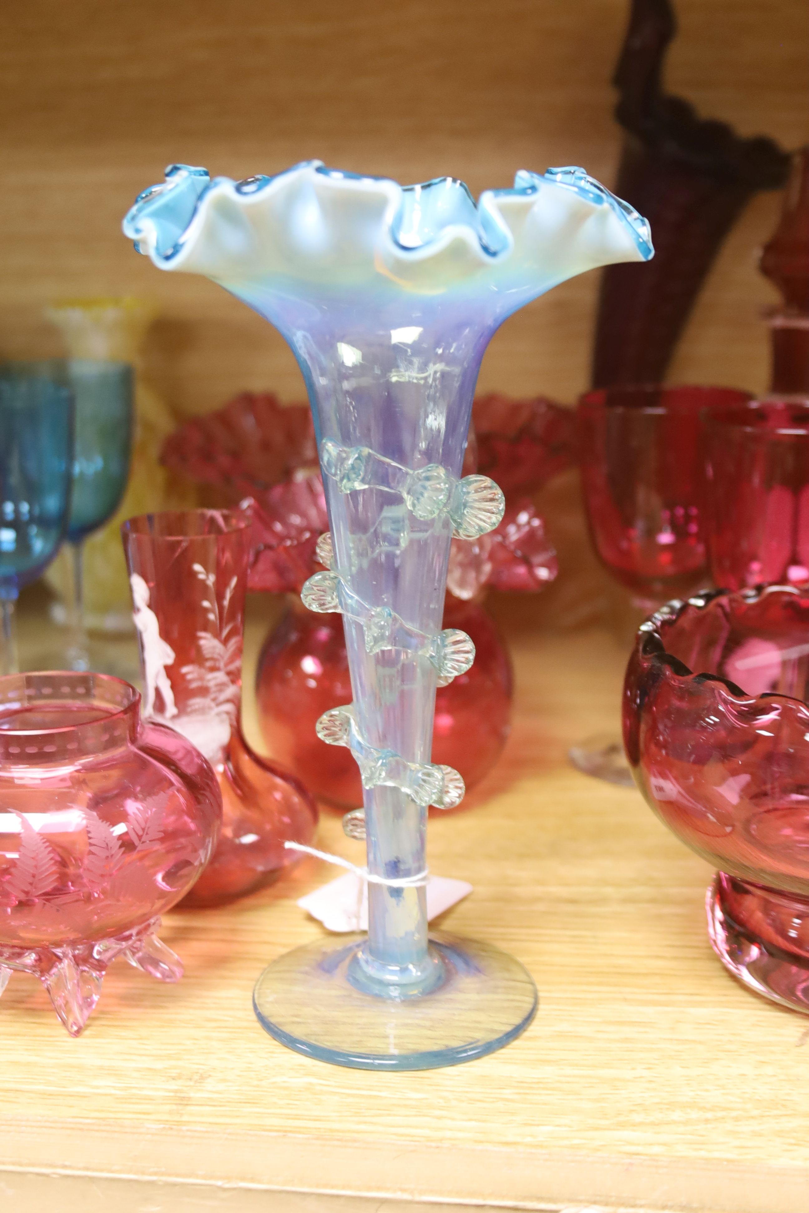 An assortment of 19th century and later coloured glassware including cranberry, Bohemian, Venetian - Image 4 of 6