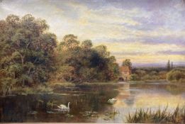 William Langley, oil on canvas, sunset landscape, 50 x 75cm