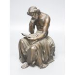 A Victorian bronze of a seated philosopher, height 29cm