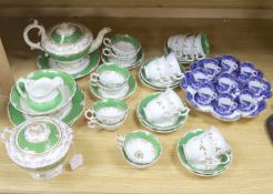 A Copeland blue and white nine cup and saucer cabaret set on stand and a 19th century Rockingham