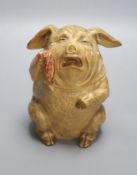 A Josef Maresch painted 'crying pig' pottery jar, height 17cm (a.f.)