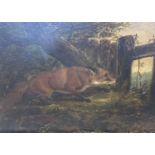 C. Alken (19th C.), oil on panel, Fox in woodland, 18 x 25cm