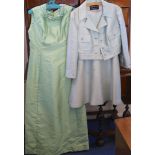 A pale green silk dress and jacket, labelled Louis Feraud, size 12 and a mint green silk and