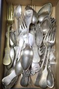 A group of assorted 19th century and later mainly Austro-Hungarian white metal flatware, 63 oz.