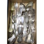 A group of assorted 19th century and later mainly Austro-Hungarian white metal flatware, 63 oz.