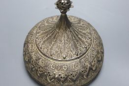 An Indian base metal incense box, height 15cm