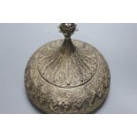 An Indian base metal incense box, height 15cm