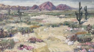 S. M. McLaren, oil on canvas, Desert landscape, signed, 35 x 60cm