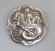 A George Jensen sterling shaped circular brooch, design no. 277 (Arno Malinowski?) depicting a