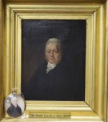 Early 19th century English School, oil on ivory miniature and an oil on canvas, Portraits of Dr Hugh