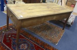 A 19th century French fruitwood kitchen table, length 190cm, depth 80cm, height 76cm