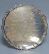 An Edwardian silver salver, later engraved with signatures, James Dixon & Sons, Sheffield, 1906,