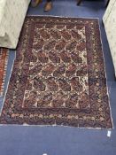 A Bakhtiari Boteh rug, 210 x 160cmCONDITION: Has age and is worn, some fraying and areas of low