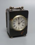 An Edwardian silver mounted tortoiseshell carriage timepiece, J. Batson & Son, London, 1902, 87mm,