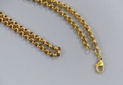 A modern 9ct gold belcher link chain, 60cm, 27 grams.