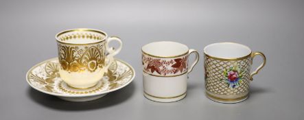 A Spode fine cup and saucer decorated with raised gilding in neo-classical style pattern Spode
