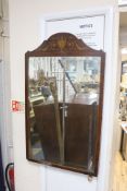 A George III marquetry inlaid mahogany wall mirror, width 56cm, height 95cm