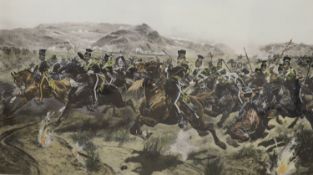 After R. Caton Woodville, photolithograph, 'The Charge of the Light Brigade', overall 62 x 94cm