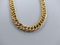 A modern 9ct gold curblink choker necklace chain, 37cm, 18.4 grams.