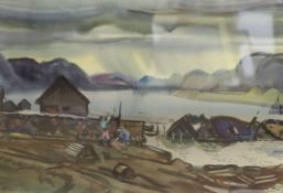 Georgy Chiganov (Russian 1925-1996), watercolour, 'Old Umba' (Kolskaland Series), signed, framed,