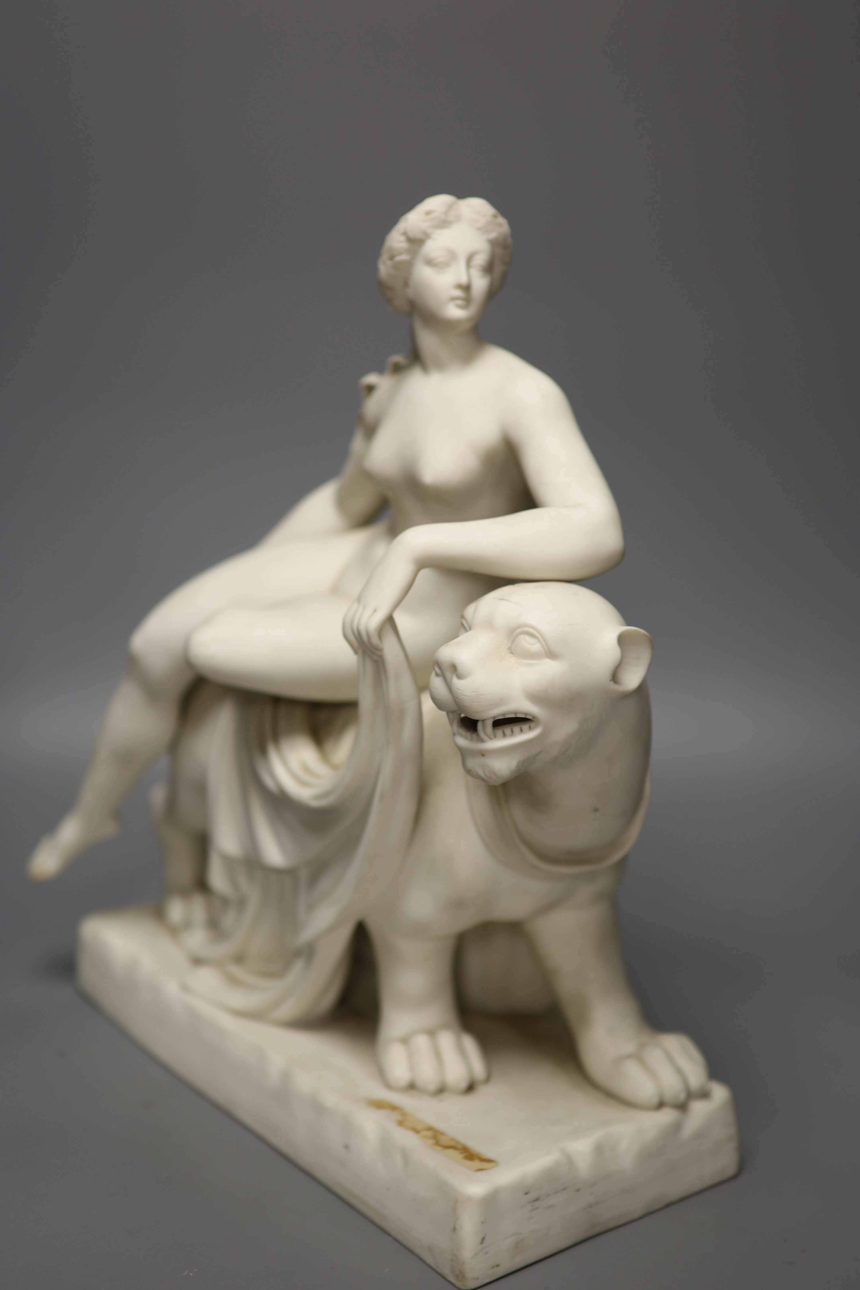 A Minton parianware figure of Ariadne and the panther, height 37cm - Image 3 of 5
