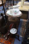 A George II mahogany washstand, together with a Limoges washstand set