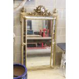 A 19th century French giltwood and gesso marginal plate wall mirror, width 94cm, height 165cm