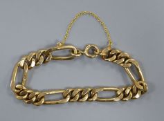 A 9ct gold curb and oval link bracelet, approx. 20cm, 31.7cm.