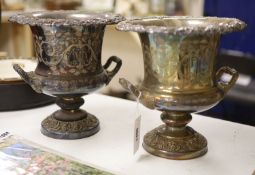 A pair plated wine coolers, height 26cm