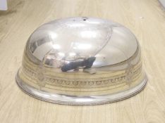A plated meat dish cover (no handle), length 47cm