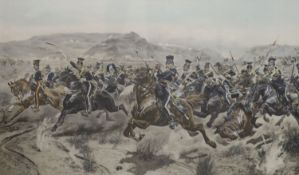 After R. Caton Woodville, photolithograph, 'The Charge of the Light Brigade', overall 62 x 95cm