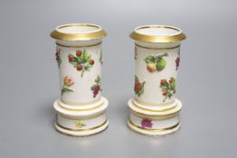 A rare pair of Spode of moulded spill vases the moulding naturally painted, Spode patter 2910,