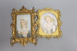 Two 19th century portrait miniatures of ladies on ivory