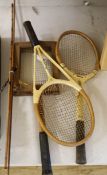 A 1930's A. G. Spalding tennis racquet and two other vintage tennis racquets (3)