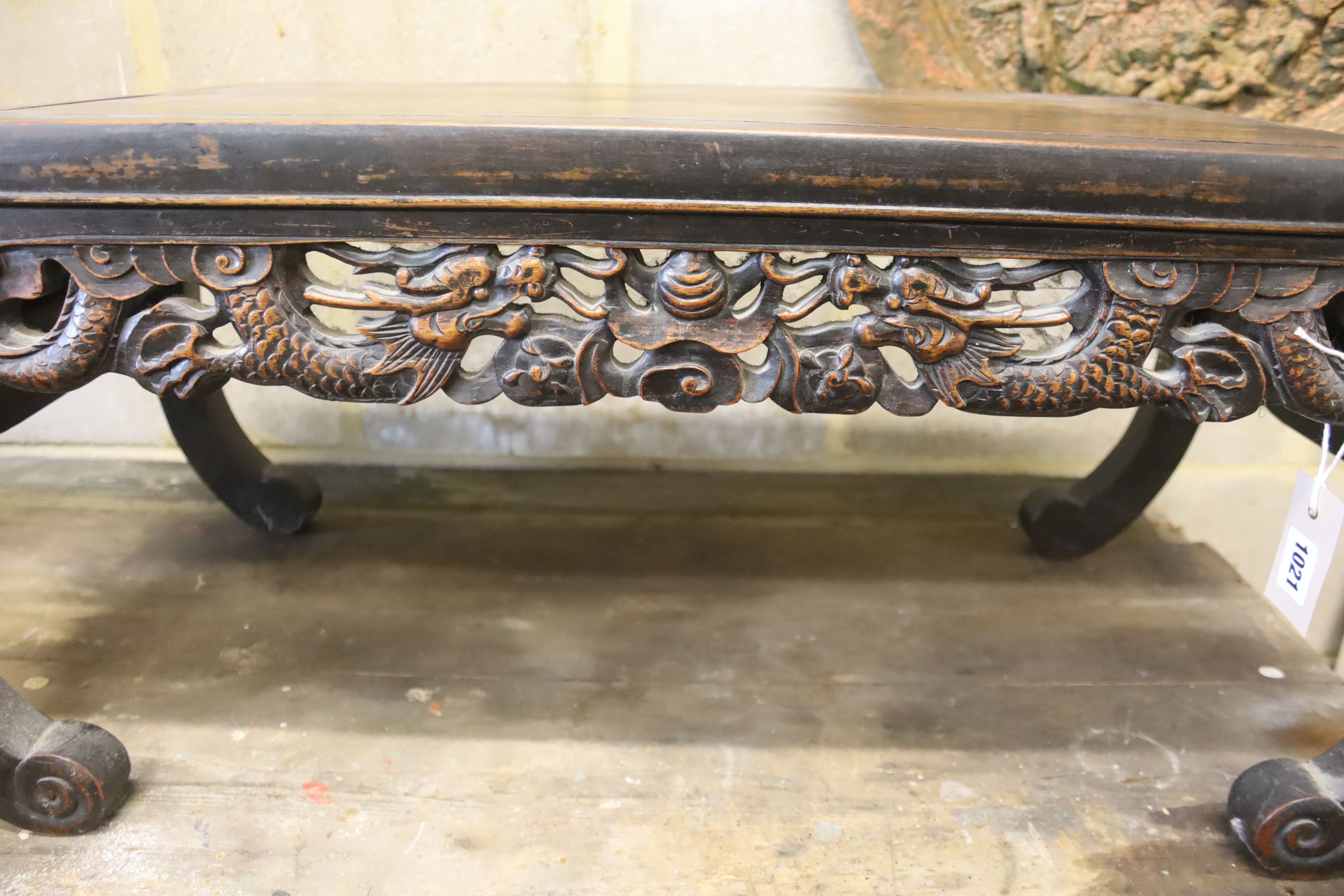 A Chinese rectangular hardwood low table, length 82cm, depth 39cm, height 36cm - Image 2 of 3