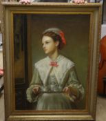 After John Robert Dicksee (1817-1905), oil on canvas, The Waitress, 100 x 75cm