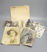 A collection of vintage film, entertainment and sporting signed black and white photographs and