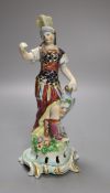 An 18th century Bow porcelain figure of Minerva, height 21cm