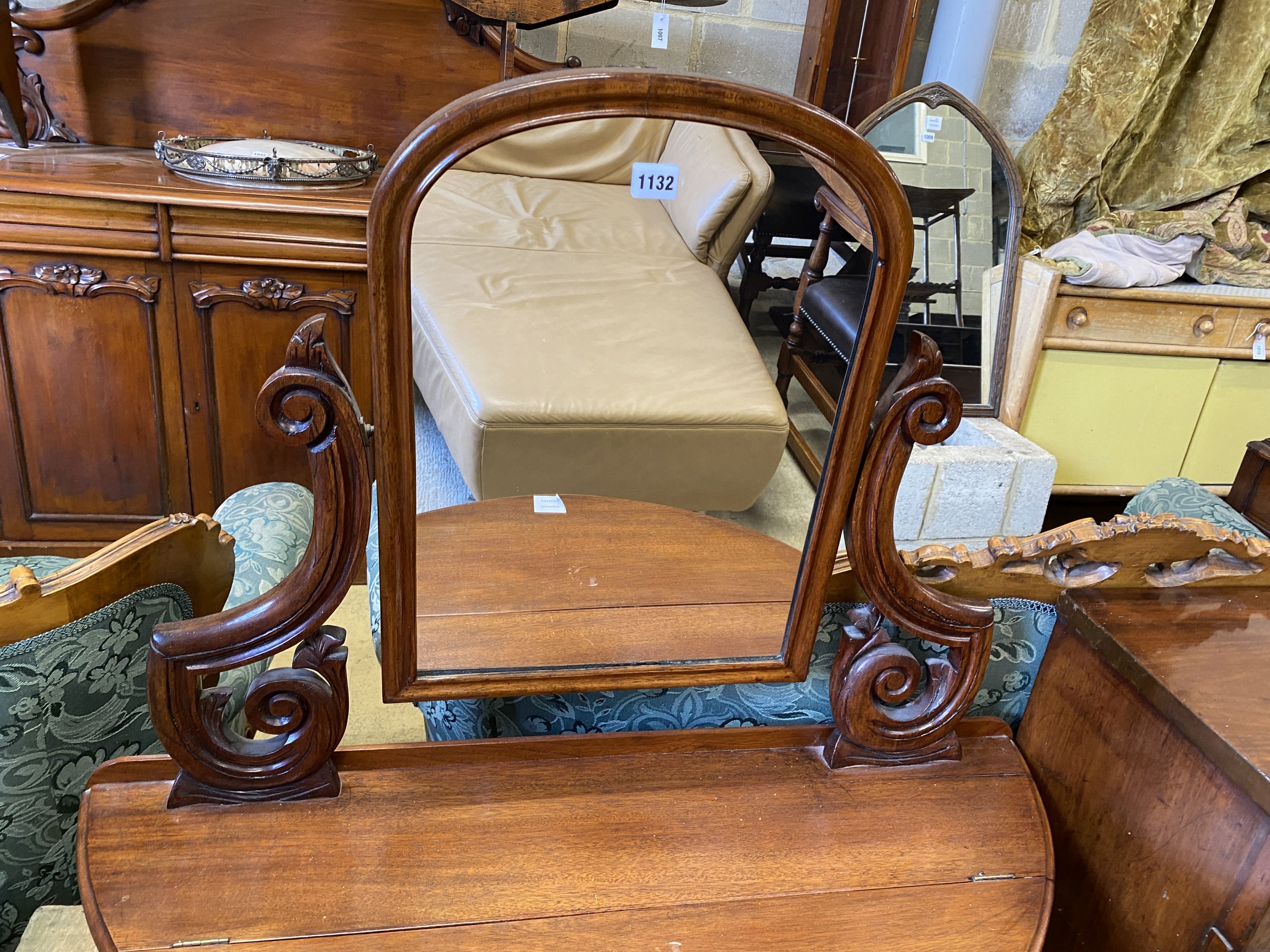 A Victorian mahogany 'D' shaped "Duchess" dressing table, width 90cm, depth 40cm, height 129cm - Image 2 of 2