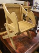 A Victorian pine Glastonbury type chair, width 69cm, depth 54cm, height 88cm