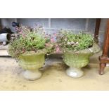 A pair of reconstituted garden planters, 30cm diameter, height 26cm