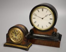 A Victorian ebonised and walnut small mantel timepiece with Brevet movement and a chinoiserie-