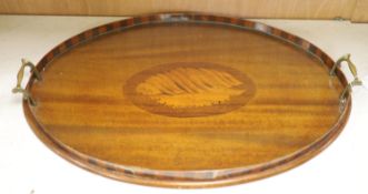 An Edwardian oval gallery tray, length 58cm