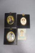 Four 19th/early 20th portrait miniatures on ivory