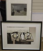 Georges Braques, lithograph, 'Boat on a Beach' and Trevor Price (b. 1966), etching, 'Bottles, Pots