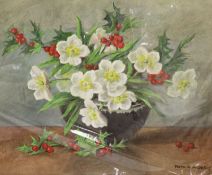 Edith Alice Andrews (1873-1958), four small still life watercolours of flowers, comprising two