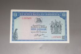 Reserve bank of Rhodesia, ten $1 dollar banknotes, consecutive serial numbers L/119- 2nd August 1979