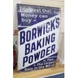 A large vintage enamelled advertising sign for Borwick's Baking Powder, width 102cm, height 154cm